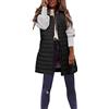 Generic Gilet lungo trapuntato da donna, in tinta unita, con tasca con cerniera, morbido e confortevole, senza maniche, imbottito, per donne, Nero , XS