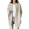 Generisch Trench lungo da donna, elegante lana, cardigan, cappotto di lana con bottoni, giacca a maniche lunghe, giacca invernale in lana cashmere, giacca invernale da donna, beige., M