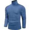 TAPULCO Uomo Dolcevita manica lunga maglia pullover basic slim fit casual morbido comode magliette, Blu mélange, M