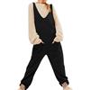 Generic Tuta da donna in velluto a coste senza maniche casual tute larghe con tasche da donna inverno caldo comodo pantaloni monopezzo tinta unita scollo a V gamba dritta tute, Nero , M