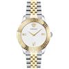 Versace Greca Signature VEVC00519 - Orologio da donna in acciaio e quadrante bianco, 38 mm, colore: argento e oro, Bracciale