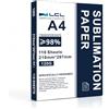 LCL Carta per sublimazione A4, 210x297 mm, 110 fogli, 120 g/m², compatibile con stampanti a sublimazione EPSON, SAWGRASS, RICOH e Brother