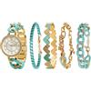 TIME100 Set Regalo Orologio e Bracciali Donna, Elegante Accessori, Idee Regalo per Lei, per Natale (Oro&Verde)