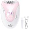 POHOVE Epilatore da donna con una mini spazzola per la pulizia, sepilatore viso da donna con luce a LED, rasoio elettrico da donna, viso, corpo, ascelle, bikini, gambe (colore rosa)