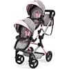 Bayer Design 26233AA Twin Neo, carrozzina gemellare, carrozzina per bambole doppia, regolabile in altezza, pieghevole con borsa a tracolla, grigio, rosa, fata