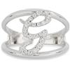 Artlinea, Anello in Argento 925 Sterling, Gioiello Personalizzato con la Lettera G Corsiva, con Pavé Zirconi, Retro Aperto con Misura Regolabile 5-11, Made in Italy