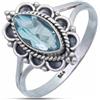 mantraroma Anello argento 925 con pietre preziose topazio pietra blu argento sterling da donna in vero argento (MRG-152-62-(60))
