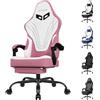 SITMOD Sedie Gaming, Poltrona Altezza Regolabile con poggiatesta, Sedia da Ufficio Ergonomica, e supporto lombare sedia per PC, girevole a 360 gradi Sedia da gioco in tessuto, per ufficio e casa, Rosa