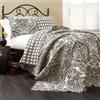 Lush Decor Aubree Set di Biancheria da Letto Double-Face con Stampa damascata e Motivo Cachemire, 3 Pezzi, Poliestere, Bianco e Nero, King