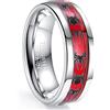 NUNCAD 8mm Anello Argento in Tungsteno con Motivo Ragno Nero, Anello Opale di Carta Rossa Uomo Donna per Matrimonio Quotidiano e Moda Taglia 17