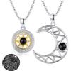 REDSUN Yin Yang, collana in argento Sterling con sole e luna, ciondolo a forma di elefante per coppia, collana BFF, 2 pezzi, gioielli regalo per donna e uomo, 45.72 cm, Argento sterling