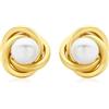 Carissima Orecchini a lobo nodo e perla 9 mm da donna in oro giallo 9 ct