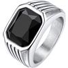 Bestyle Anello Acciaio Inossidabile Uomo, Anello Uomo Argento con Pietra Onice Nero, Anello Ragazzo Maschio con Misura IT 19.75 Circonferenza 59.5mm, Idee Regalo per Anniversario.