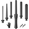 ELEHOT-Store Ferro Arricciacapelli 5 in 1 Ferro Ondulato, Arricciacapelli 3 Fusti, Piastra Onde per Grandi Senza Ricci, Riscaldamento Rapido in Ceramica (Nero, 6 in1 con clip)