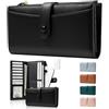 Vulkitty Portafoglio Donna Grande in Pelle con Chiusura Pulsante Snap - Organizzatore 15+ Carte, 2 Scomparti Banconote e Taschino Monete | Portafogli con Chiusura Lampo, Ideale per Uso Professionale e Viaggi