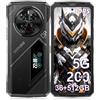 DOOGEE V40 Pro Rugged Smartphone 5G, 36GB+512GB/TF 2TB Telefono Indistruttibile Android 14, Schermo posteriore IPS da 1,47, Dimensity 7300, Cellulare Antiurto, 200MP/5G Dual SIM/IP68/OTG/GPS/Face ID