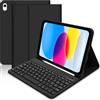 Lielax Tastiera Custodia per iPad 10 Generazione/(A16) 11 Generazione(11/10.9 pollici, 2025/2022), Italiano QWERTY Rimovibile Bluetooth Tastiera,Slim Custodia con Supporto Pencil per iPad 11/10 Gen-Nero