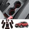 Coleya Tappetini Antiscivolo Compatibile con VW T-Cross 2018-2024, Tappetini in Gomma per Console Centrale, Portabicchieri, Cuciture Porta, Braccioli, VW T-Cross Tappetino per Auto (Rosso)