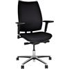 BISLEY Sedia Girevole da Ufficio Upscale, Imbottita, Base in Alluminio Lucido, Poliestere, 733 Nero, 66 x 66 x 44 cm