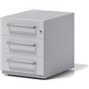 Bisley Note - Cassettiera a rotelle con Manico, 3 cassetti universali, in Metallo, 645 Grigio Chiaro, 56,5 x 42 x 49,5 cm
