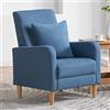 COLAMY Moderna Sedia d'Accento Imbottita Poltrona con Cuscino, Lettura in Tessuto Sedia da Soggiorno, Camera da letto Divano Singolo con Seduta Lounge e Gambe in Legno, Blu