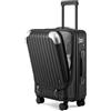 LEVEL8 Valigia Bagaglio a Mano 55CM Valigia Trolley Rigido Ultra Leggero in ABS+PC Valigie con Chiusura TSA e 4 Ruote Doppie Girevoli, 55x37x25CM, 42L, Nero