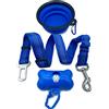 RIGIARILOO - Kit Viaggio per Cani e Gatti: Cintura Sicurezza Auto Blu, Ciotola Pieghevole, Porta Sacchetti Guinzaglio - Set 3 Accessori Essenziali