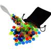 JchEnye 150 fiches per il bingo, contatori di numeri per il bingo, gettoni di plastica, sacchetti di velluto e colorati per il bingo, una spatola, fiches di 15 mm.