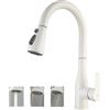 ONECE Rubinetto Cucina Beige Bianco, con Doccetta Estraibile a 3 Modalità, Miscelatore Monocomando Lavello Girevole a 360°, Rubinetti Estensibile, Acciaio Inox 304, Acqua Fredda e Calda