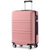 KONO Valigia Grande Rigida Trolley Grande da Viaggio in ABS Valigie con 4 Ruote e Lucchetto TSA 75x48x30cm, Nude