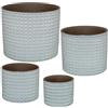 AlexandreHouse SET 4 MACETEROS CERÁMICA BLANCO DECO. CUADRADITOS_°22X18+°18X12+°14X12+°11X9CM
