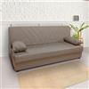 My Brand Germanvox Divano letto 3 posti con funzione clic clac e contenitore, rivestimento in tessuto Keten Beige