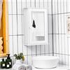 GYMAX Armadio a Specchio, Mobile da Parete da Bagno, 34 x 15 x 53 cm, in Legno con 1 Anta e Ripiano Regolabile, Bianco
