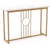 LIFEZEAL Tavolo Consolle Oro, Console Dorata, Tavolo Ingresso Moderno, con Effetto di Marmo, Telaio in Metallo, Salvaspazio, Antiribaltamento, per Entrata, Corridoio, Max 30kg, 120x30x80,5cm