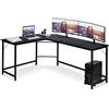 COSTWAY Scrivania Angolare Salvaspazio, Scrivania Porta PC a Forma di L con Porta CPU, Scrivania ad Angolo in Legno e Ferro per Studio e Ufficio, Portata 100 kg, 168 x 125 x 74 cm (Nero)