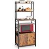 COSTWAY Scaffale con 4 Livelli per Cucina con Armadio e Credenza, Supporto Industriale per Forno Microonde, con Ganci e Piedini Regolabili, Ideale per Cucina e Sala da Pranzo, 60 x 40 x 150 cm