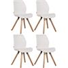 CLP Set di 4 sedie Luna - Scocca in 4 Varianti - Seduta Imbottita in plastica, Tessuto, Velluto ed Ecopelle, Colore:Bianco, Materiale:Ecopelle