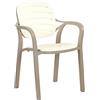 Totò Piccinni Sedia Poltrona NADIA con Braccioli in polipropilene design impilabile effetto legno (1 Sedia, Cappuccino/Beige)