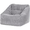 icon Natalia Pouf Poltrona, Grigio, Velluto a Coste, Grande Pouf Sacco con Riempimento Incluso, Comoda Poltrona, Poltrona Sacco, Camera da Letto, Soggiorno, Mobili Soggiorno