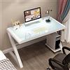 WYWL Scrivania per computer in vetro temperato, design moderno, struttura in metallo a forma di Z, ideale per casa, ufficio, studio e gioco