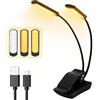 Natudeco Lampada da libro, luce da lettura ricaricabile USB a doppia testa Protezione per gli occhi Lampada da tavolo a LED pieghevole regolabile a 360° adatta per lettura, apprendimento, campeggio