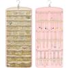 Aucuu Organizer per Gioielli da Appendere, Hanging Jewelry Organizer per Armadio, Storage Doppia Faccia per Gioielli, Porta Orecchini da Parete con 39 Tasche e 3 ganci a Forma di Onda