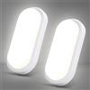 Letlit Applique da Parete Interno, 18W 1800LM Plafoniera LED da Esterno, IP54 Applique Bagno Ovale Luce, Bianco Neutro 4000K Lampada Led Soffitto Luci per Balcone Scale Corridoio Garage, 2 Pezzo