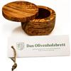 das Olivenholzbrett® Barattolo magnetico in legno d'ulivo con coperchio girevole, piatto/saliera con coperchio in legno/scatola di legno d'ulivo, per sale e spezie, diametro 10 cm