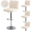 Levoberg Fodera per sgabello da bar con schienale impermeabile, copertura per seggiolone da bar estensibile, fodera per sedia da sala da pranzo girevole lavabile, 4 pezzi, beige