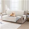 BellaHills 100% Impermeabile Copridivano 3 Posti con Braccioli, Copridivano Antigraffio Gatto, Copri Divano Trapuntato in Microfibra Con Tasche Portaoggetti, Seduta 172cm, Beige