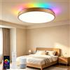 Horevo Plafoniera LED Smart WIFI, Luce LED Dimmerabile con Alexa Google Home, Plafoniera da 12 Pollici 28W RGB a Colori Variabili con Telecomando, Luce in Legno Naturale per Camera da Letto