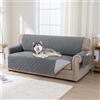 BellaHills 100% Impermeabile Copridivano Grande 3 Posti con Tasche Portaoggetti, Copri Divano Antiscivolo Antimacchia, Telo Copridivano Con Braccioli, Seduta 198cm, Grigio
