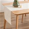 GAMUSI Runner da tavolo Natale Jacquard filo dorato tavolo da pranzo cucina decorazione natalizia 45 x 135 cm colore ecru