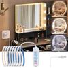 Punxasl Lampada da specchio a LED, lampada da tavolo da toeletta, lampada per il trucco, 3 colori e 9 livelli di regolazione, 6,5 piedi/2 metri
